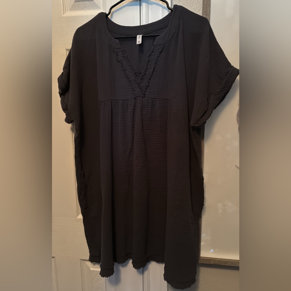 NWOT XL Zenana charcoal gray dress